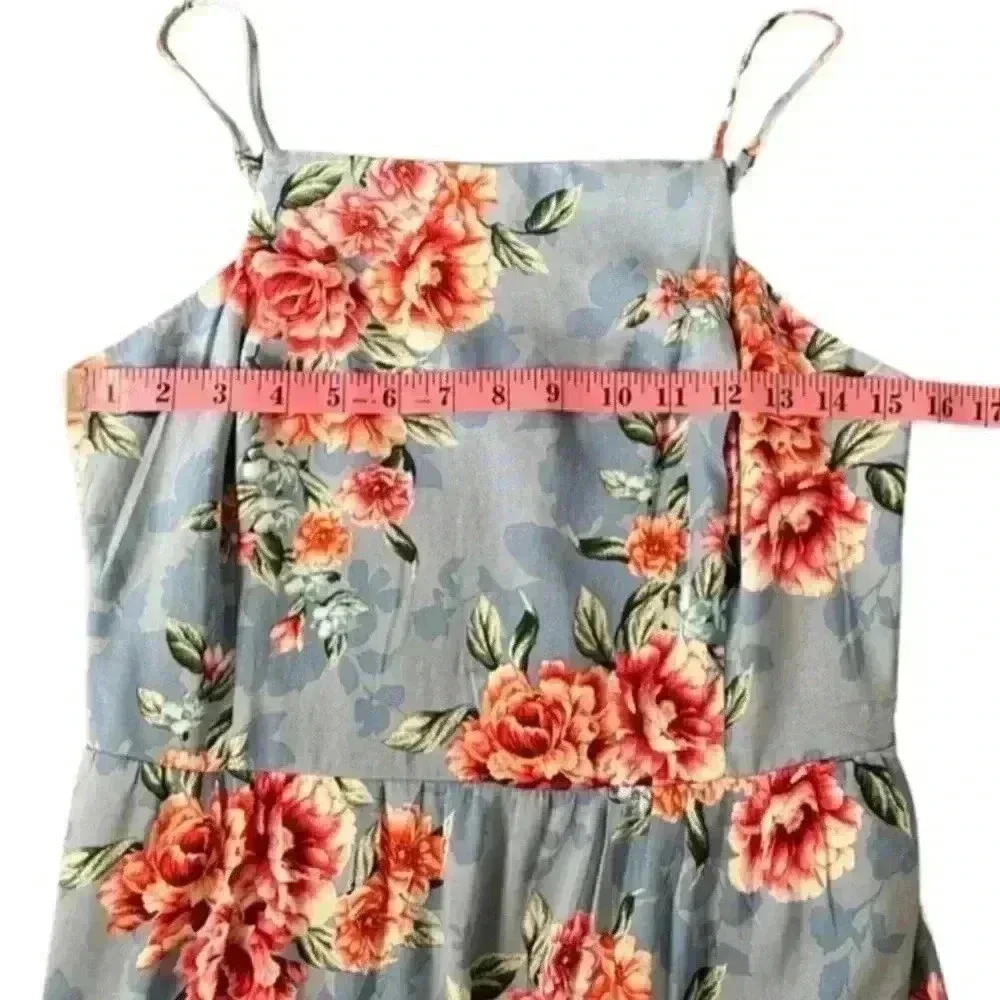 Band of Gypsies Floral Maxi Dress  Blue/Coral Medium NWT boho garden girl fairy - Picture 14 of 15